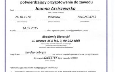 DIETETYK Wrocław Dyplom